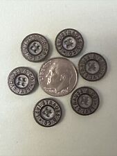 LOT 6 RARE Vintage SIX Old Levi Strauss & Co 1/2” 4-Hole METAL BUTTONS LS & CO picture