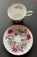 Vintage Allyn Nelson English Fine Bone China Pink/Red Roses Teacup & Saucer picture