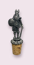 Pewter Wine Bottle Cork Knight & Shield Viking Warrior Vintage picture