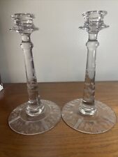 vintage clear glass candle holders etched picture