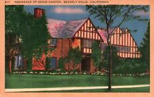Beverly Hills, CA, Residence of Eddie Cantor, Linen Vintage Postcard e7583 picture