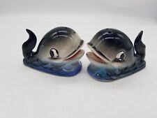 Vintage Japan Salt & Pepper Shakers Anthropomorphic Whales CUTE picture