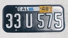 1945-1946 California License Plate. DMV Clear, Original, Tab Is Restored. picture