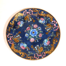 Vintage Toyo Gold encrusted Hand Painted Wall Plate Blue Floral Japan Decorative picture