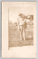 RPPC Rural Mailman Postal Carrier With Mail Bag c1907 Real Photo Postcard S30 picture
