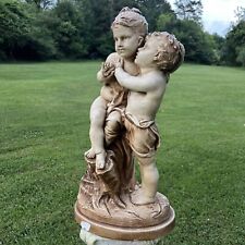 VTG. Marwal Chalkware Statue Boy and Girl 24” picture