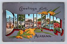 Birmingham AL-Alabama, LARGE LETTER Greetings City Sites, Vintage c1940 Postcard picture