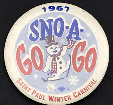 Saint Paul Winter Carnival 1967 Pin Button Vintage Sno-a-GoGo Snowman Minnesota picture