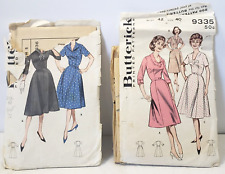 Vintage 60s Butterick 9335 9336 Pattern LOT Misses 40 B42 A-Line Dress CUT picture