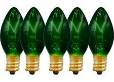 C-7 GREEN CLEAR STEADY LIGHT BULBS - BRAND NEW 1 BOX OF 25 C7 E12 CHRISTMAS picture