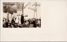 Vancouver BC CPR Pier Fire 1938 People Viewing RPPC Postcard H46 picture