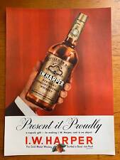 Vintage 1940s IW Harper Whiskey Christmas Holiday Print Ad picture