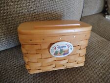 Longaberger Small Classic Recipe Card Basket w/Plastic Protector, Lid picture