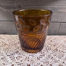 Vintage Amber Glass Ice Bucket MCM Barware 6” tall picture