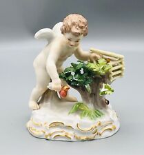 Antique Meissen Porcelain Figurine Winged Cupid Catching Flying Hearts picture