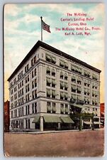 Canton Ohio~Downtown McKinley Hotel~Striped Awnings~c1910 Postcard picture