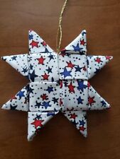 Scandinavian Fabric Star, Handmade Decorative Ornament, Red, White & Blue Stars picture