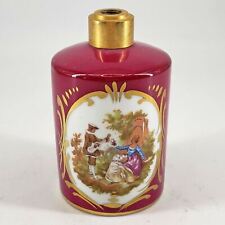 VINTAGE LIMOGES FRANCE Porcelain Perfume Vanity Bottle Signed Courting Couple picture