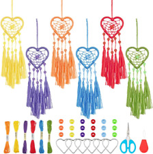 6 Set DIY Small Dream Catcher Kit Rainbow Heart 6pcs Rainbow Color Heart Ring picture