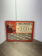 Vintage 1940’s Glade’s Chocolates 5¢ Punch Board Game Pinup Girl & Dog Wall Hang picture