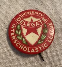 Vintage University Interscholastic League UIL Delegate Button Pin Texas Pinback picture