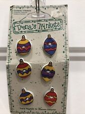 Vintage 1997 Trena’s Trinkets 6 Buttons, Ornaments, Ceramic, 2 Holes NOS picture