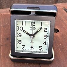 Vintage Tozai Travel Alarm Clock Folding Black Hard Case Glow In The Dark picture