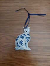 Royal Goedewaagen Blue Delft Christmas Cat Ornament Colonial Williamsburg picture