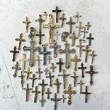 Vintage 52 Piece Lot Crucifix Cross Religious Pendant picture