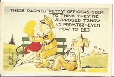 Vtg WW2 Naughty Postcard PETTY OFFICER Privates HEAVY PETTING Soldier Cartoon  picture