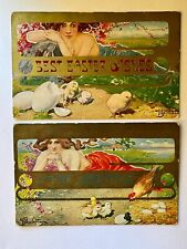Artist signed 2 Vintage Postcards Easter Art Nouveau B Bieletto 1910 B112-113 picture