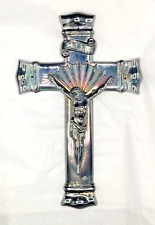 Vintage Elgin Cast Metal Wall Hanging Crucifix INRI Jesus 9.5