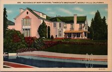 Residence Of Mary Pickford America's Sweetheart Beverly Hills Postcard I419 picture