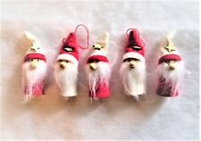 Set of 5 Little Bearded Gnomes Red & White Christmas Ornaments Brand New in Box picture