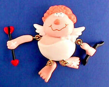 Hallmark PIN Valentines Vintage ANGEL CUPID JOINTED Bow & Arrow 1992 Brooch picture