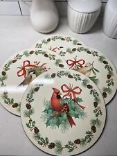 Stephanie Stouffer Set Of 4 Christmas Birds Placemats Chargers Cork Backed picture