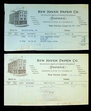 Pair 1912 New Haven Paper Company of CT. Bills - Horton Printing Co.  Meriden CT picture