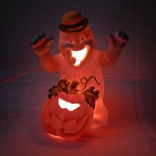 Brinn's Halloween Light Up Pumpkin Jack-o-lantern Ghost Ceramic Lamp Vintage  picture