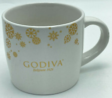 Godiva Coffee Mug Cup Chocolate White Gold Snowflakes Holiday Christmas Collect picture