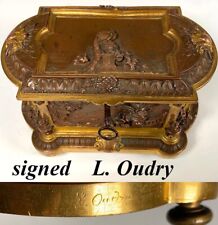 Antique Bronze Casket, Box, Nature Sculpture Signed by French Animalier L. OUDRY picture