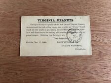 1884 Virginia Peanuts Brownfield & Company Advertising Postal Card Philadelphia picture