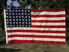 Vintage American Flag, 48 Stars, 3’x 5’ Cotton aged SEWN on Stars STORM KING picture