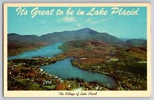 Postcard Aerial View the Village of Lake Placid,Adirondacks   D-3 picture