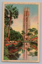 Lake Wales Florida FL Singing Tower Mountain Lake Linen Postcard 1930-45 picture