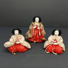 Vintage Japanese Hina Sitting Dolls Court Ladies Lot Of 3 picture