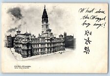 Philadelphia PA Postcard City Hall Building Street View Secret Code Cars 1905 picture