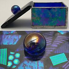 Amingo Fused Dichro Leaded & Stained Glass Trinket Box 3.25