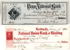 Penn National, National Union Bank of Reading, Pa. cancelled checks 1893, 1900 picture