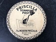 The Modern Priscilla Stamping Paste Lithographed Tin Can, Boston - 1900's picture