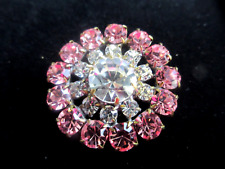 Magnificent Czech Vintage Glass Rhinestone Button   Crystal and Pink picture